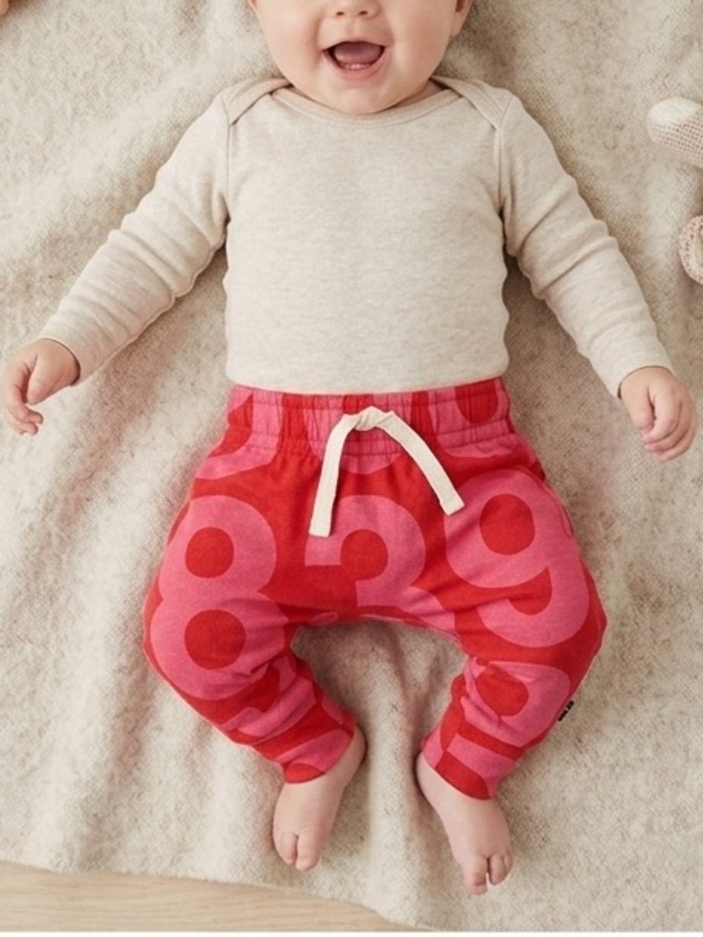 NUNUNU Numbered Baggy Jogger Pants Red/Pink 6-12 months
